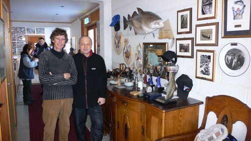 Rorbuferrie angling camp and impressive collection of fishing awards of its owner Artnstein Larsen